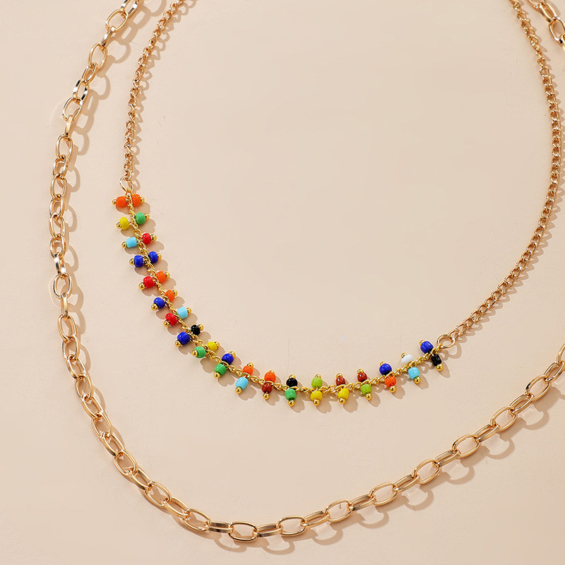 New Bohemian Clan Style Colored Rice Bead Necklace Simple Multi-layer Clavicle Chain Wholesale display picture 5