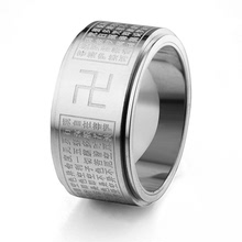 跨境爆款配饰钛钢饰品指环 可转动男女不锈钢8mm卍字戒指