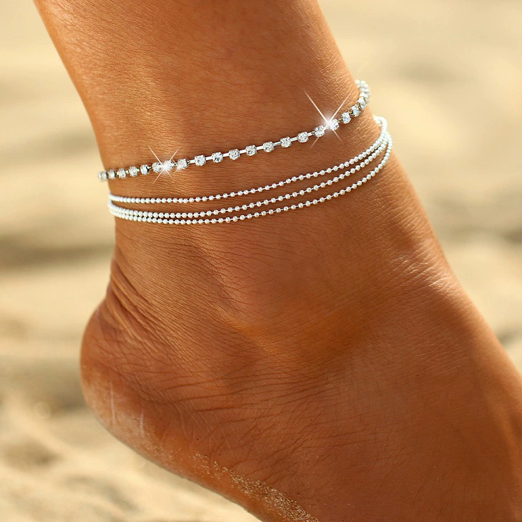 Fashionable ankle bracelet, trend metal accessory, Aliexpress, simple and elegant design