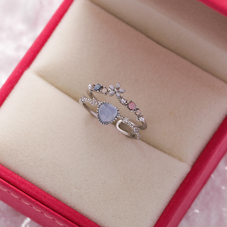 Korea fashion diamond crystal zircon flower ring micro inlaid sweet wild love flower ring wholesale nihaojewelrypicture26