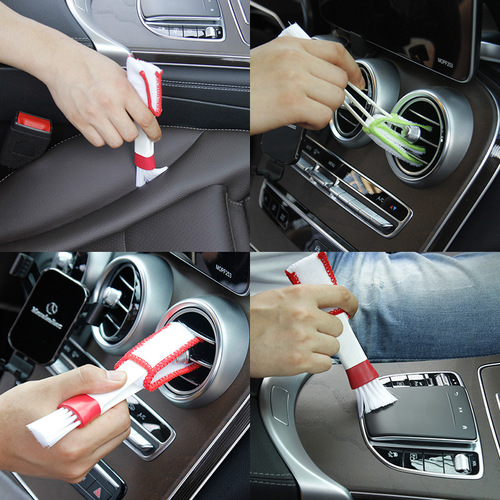 Car air vent double-ended cleaning brush, multi-functional car interior dust cleaning tool, car gap brush