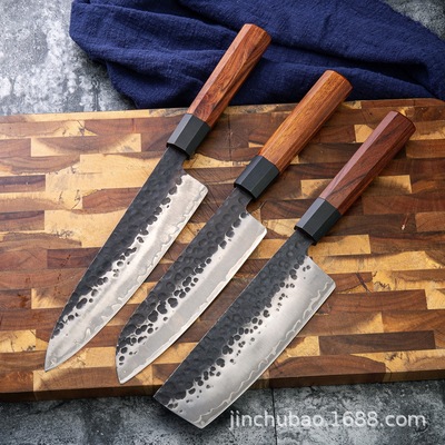 加厚廚房家用不鏽鋼廚用刀複合日式刺身 刀八角切肉三層鍛打 料理