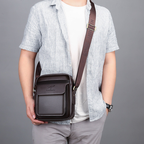 Cross-border Kailong Kangaroo Men's Messenger Bag Soft Leather Casual Trendy Bag Classic Shoulder Bag Business Men's Bag Shipping