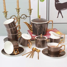 陶瓷歐式茶具咖啡具套裝英式田園風輕奢下午茶骨瓷咖啡杯奶壺糖罐