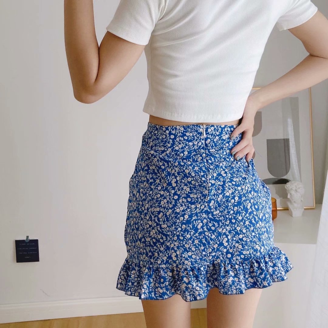  ruffled slim fit all-match thin floral skirt  NSAM4521