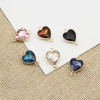 Golden crystal heart-shaped handmade, metal earrings, 12mm