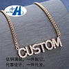 Necklace stainless steel, pendant with letters, accessory, zirconium, jewelry, bracelet, diamond encrusted, wholesale