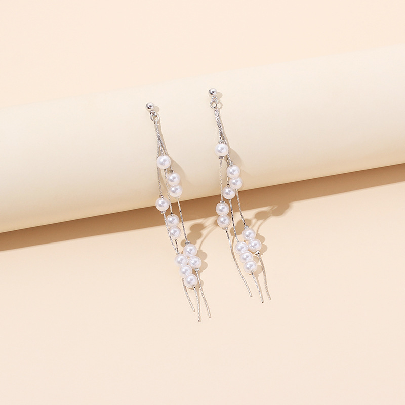 6g Weight Earrings Classification Wedding, Travel, Birthday, Festival Occasion Women'S Gender Fashion Style Gold, Silver Color Fashion Pearl  -one Tassel Earrings 1