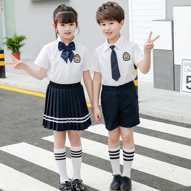 儿童校服春夏款 定制中小学生男女童套装表演服套装幼儿园园服|ru