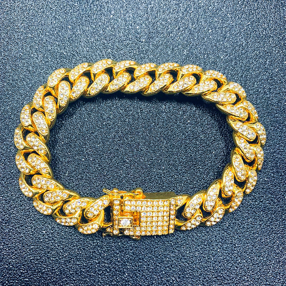Cuban Link Chain Necklace For Men 12mm Hip Hop Diamond Style_voghion.com