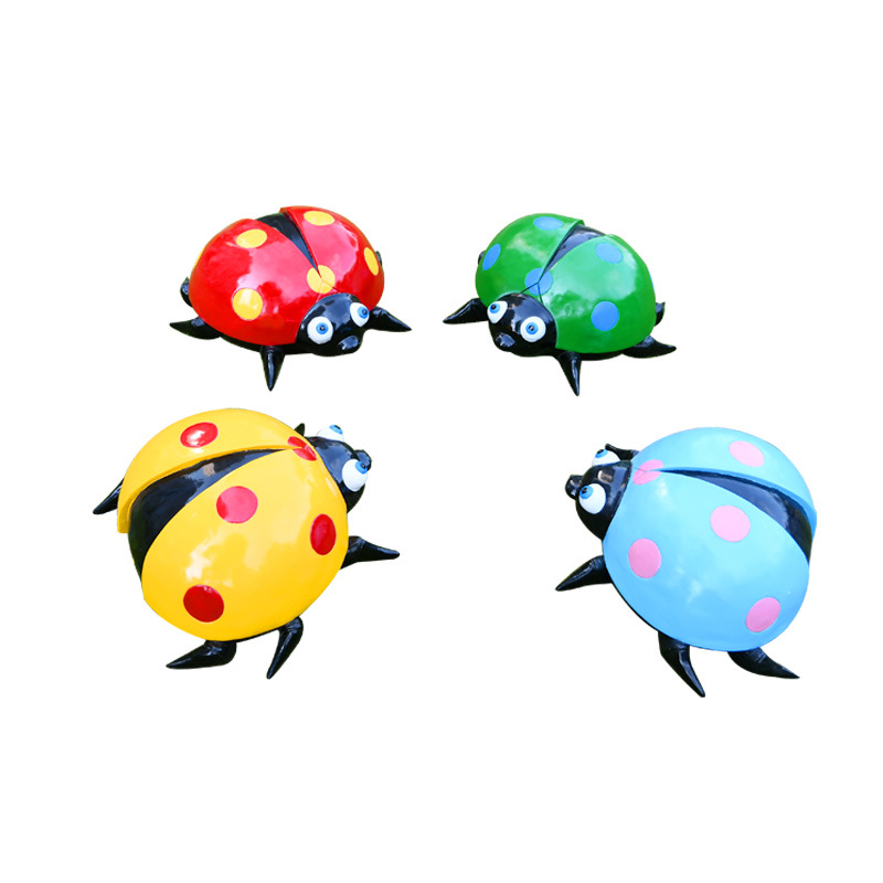 Al Aire Libre flor jardín paisaje simulación mariquita de siete estrellas escultura luminosa Villa patio césped decoración escarabajo adornos