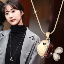廠家直銷韓版個性水晶小魚兒吊墜毛衣鏈網紅歐美時尚簡約長款項鏈