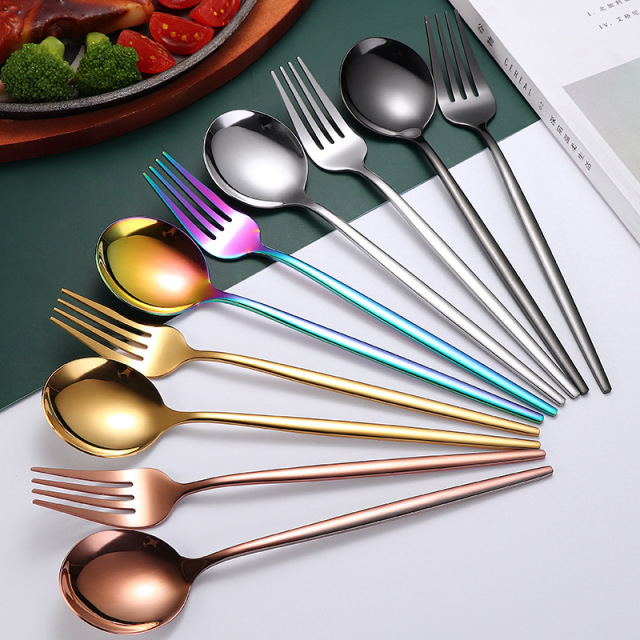 Stainless steel tableware set knife fork spoon creative gold plating