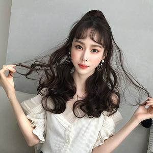 Wavy Hair Wigs High ponytail wig female long curly hair wool curly long natural perm curly hair dyed ponytail