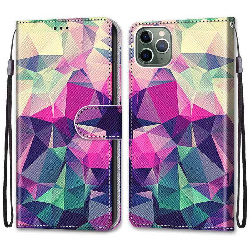 For iPhone13 painted 3D mobile phone case Apple 12 cross pattern card flip leather case XS wallet protective case