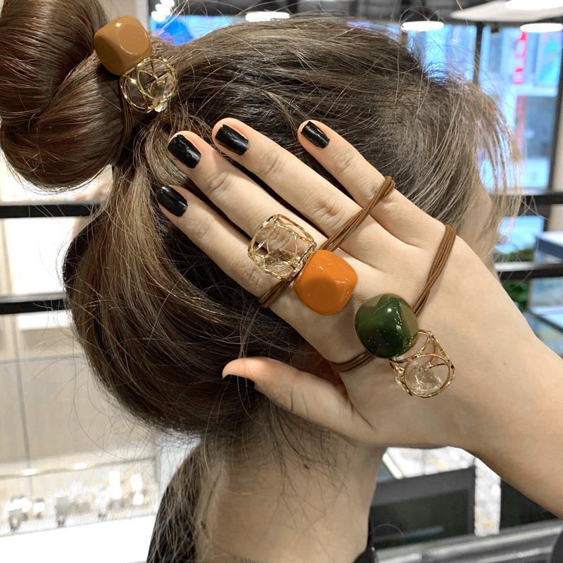 5pcs Hair accessories hollow Crystal Hair rope cute little diamond hair circle girl Scrunchies rubber band headband hair ornament