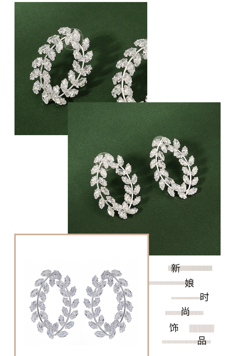 Boucles D&#39;oreilles Mode Branche D&#39;olivier Zircon Boucles D&#39;oreilles Quotidiennes En Gros Nihaojewelry display picture 2