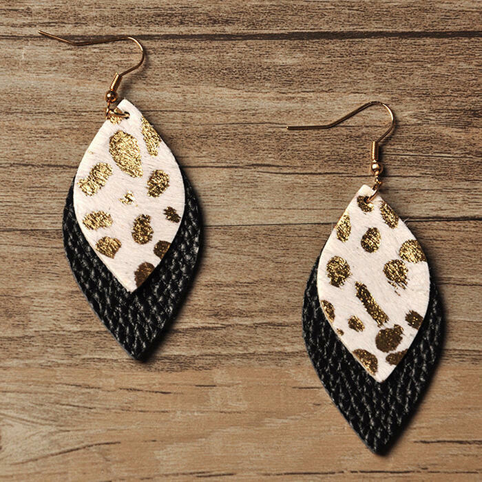 1 Pair Ethnic Style Leopard Pu Leather Drop Earrings display picture 2