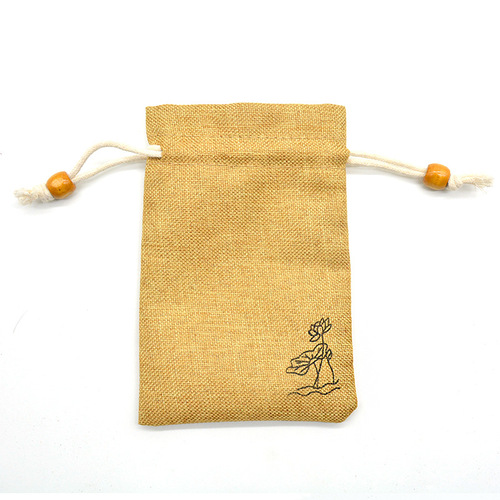 Yiwu manufacturer printed lotus imitation linen bag, Buddhist bead sachet, anti-mosquito bag, herbal powder empty bag wholesale