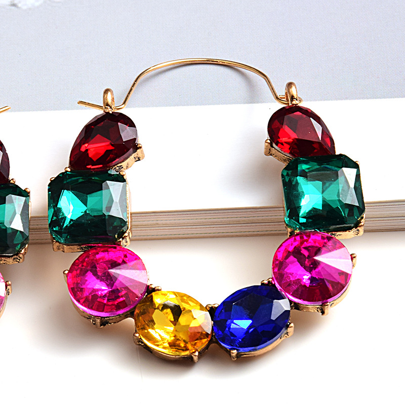 27g Weight Zircon Inlay Material Earrings Classification 1 Pair Quantity Holiday, Shopping Occasion Alloy Material Geometric Pattern Women's Gender Plating, Inlay Design Retro, Roman Style Style 1 Pair Retro Roman Style Geometric Plating Inlay Alloy Zircon Earrings 2