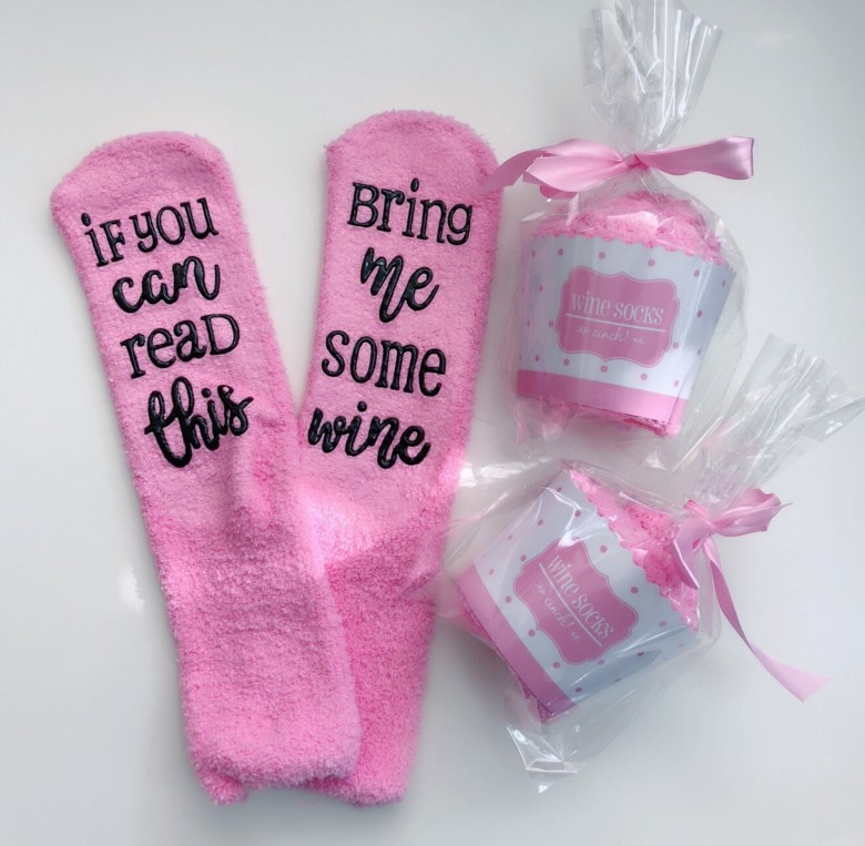 if you can read this Socks Pink Terry Cake Coral Dispensing new pattern Cake socks Cross border