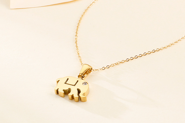 fashion stainless steel auspicious elephant creative clavicle necklace earrings jewelry set wholesal