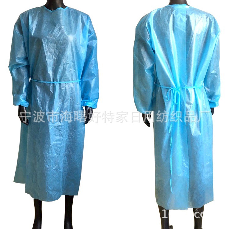 一次性PP反穿衣防尘防水防护服蓝色隔离衣BSCI工厂（样品免费）
