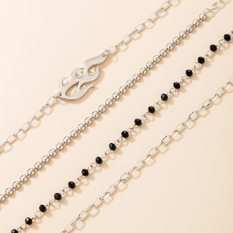 Fashion Trendy Black Rice Bead Flame Shape Bracelet 4-piece Set display picture 3
