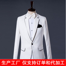 2020新款男士黑色细边西装三件套礼服套装修身男士演出礼服带领结