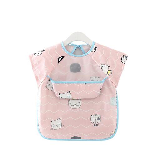 Summer thin children's smock pure cotton waterproof short-sleeved reverse dressing baby eating clothes apron children's bib protective clothing