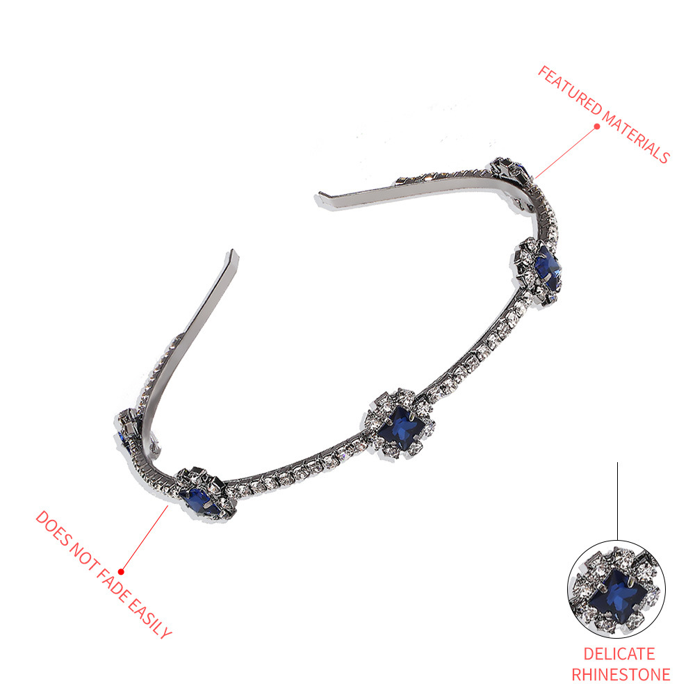 Fashion Trend New Retro Blue Diamond Hair Band Hot-selling Personality Wild Bride Hair Accessories Wholesale Niihaojewelry display picture 5