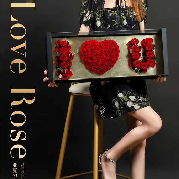 七夕新款鲜花包装盒亚克力水晶心语心愿礼盒情人节鲜花礼品盒批发