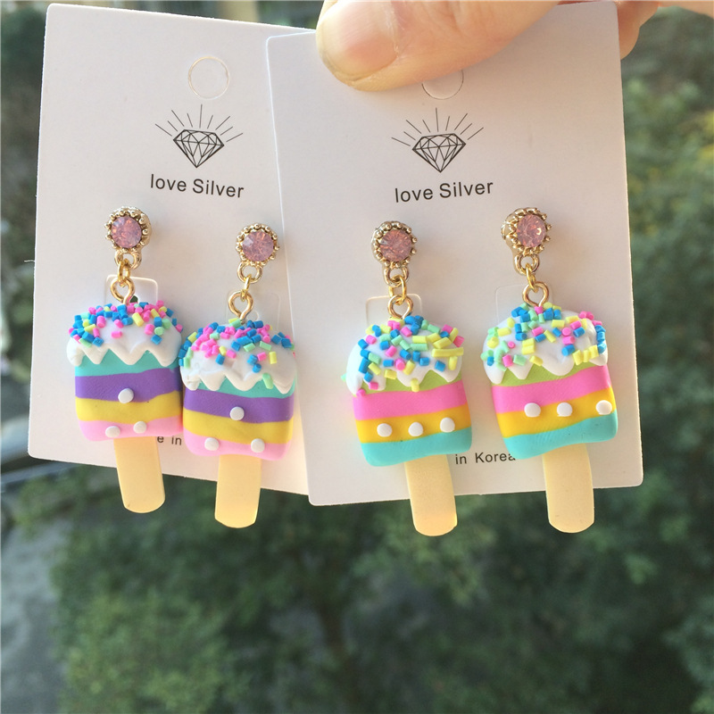 15g Weight 1 Pair Simple Style Classic Style Ice Cream Inlay Plastic Resin Rhinestones Drop Earrings