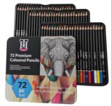 Комплект, цветные карандаши, карандаш, жестяная коробка, ручная роспись, 72 цветов