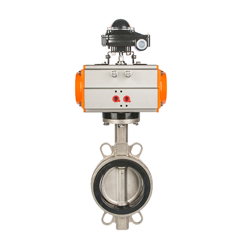 气动对夹蝶阀 双作用气动软密封蝶阀 304不锈钢气动开关型蝶阀