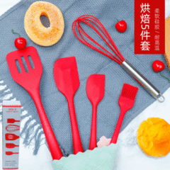 跨境熱賣硅膠廚具套裝刮刀5件套 烘焙抹刀打蛋器工具套裝鍋鏟