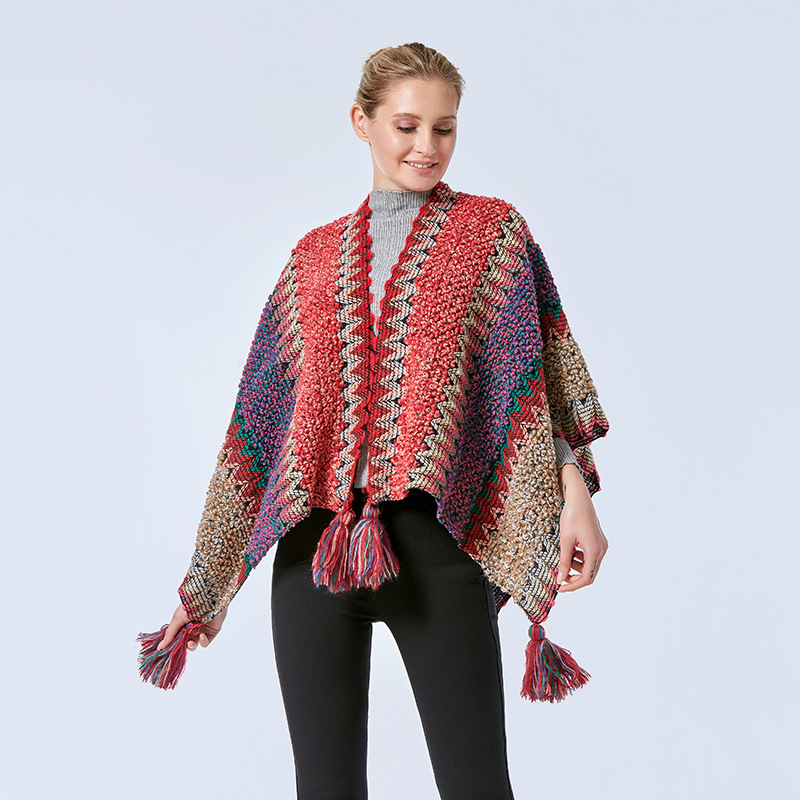350g Weight Acrylic Fabric Type Daily Occasion V Neck Neckline Loose Version Color Block Pattern Winter, Spring, Autumn Season Women'S Gender Braid Design Vintage Style Style Women'S Vintage Style Color Block Braid 3
