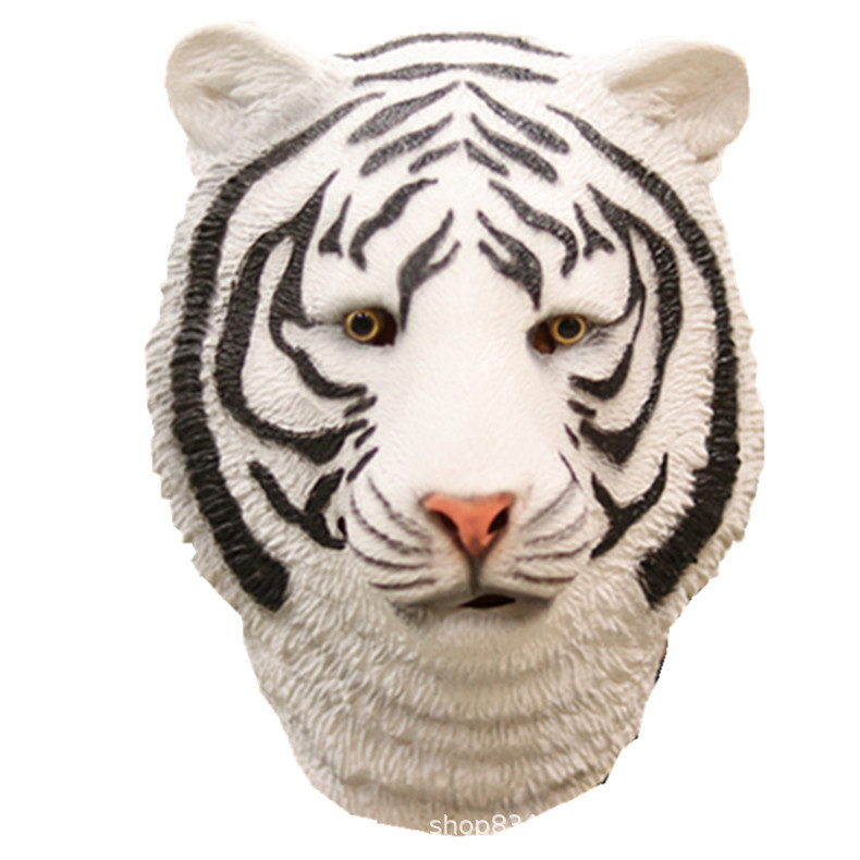 Tigre máscara animal tocado Halloween horror divertido tigre blanco máscara vestir accesorios fábrica al por mayor