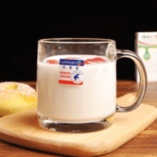 乐美雅无铅钢化玻璃杯带把牛奶杯家用开水杯耐热茶杯微波炉早餐杯