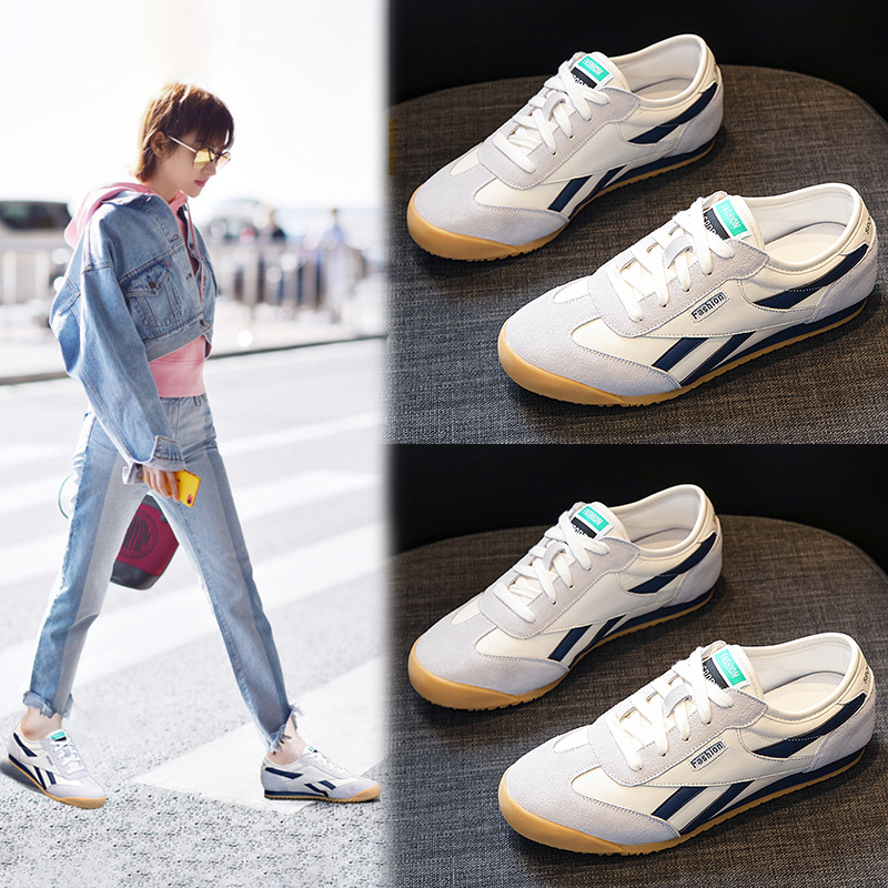 情侣款真皮女鞋2020新款秋季阿甘鞋休闲百搭单鞋女运动平底小白鞋