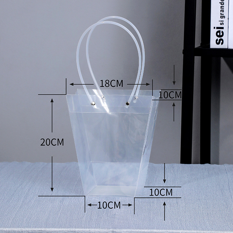 Directo de fábrica transparente flor bolso trapezoidal ramo bolso de mano Día DE LA Madre bolsa de regalo de mano