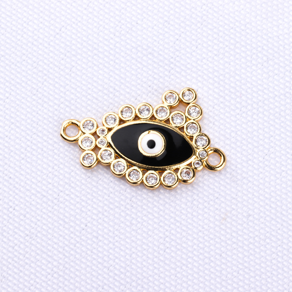 10 Pcs/package Simple Style Devil's Eye Palm Copper Plating Inlay Connector Jewelry Accessories display picture 12