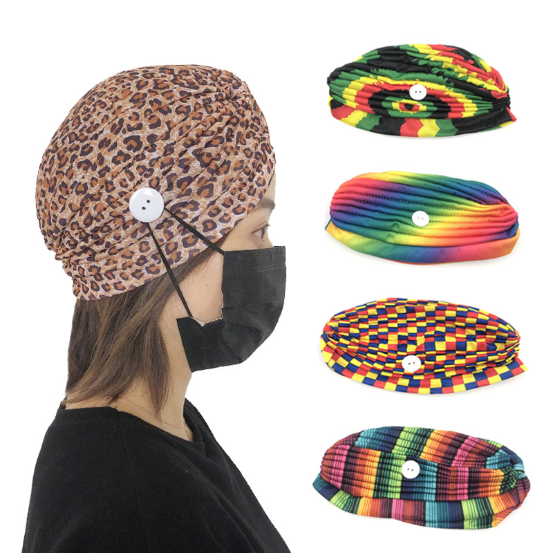 The New Fashion Colorful Stripe Fabric Headband Button Anti-le Hairband Wholesale display picture 3