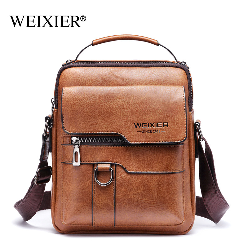 Buy quality Men's Messenger Bag European And American PU Leather Retro