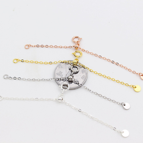 S925 sterling silver DIY necklace hand and anklet tail chain adjustable chain extension chain growth calendered cross extension chain