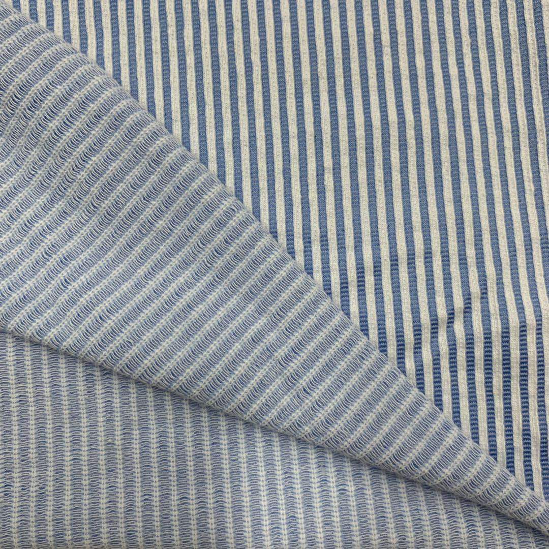 厂家供应  CVC彩条氨纶单面小提花布     棉涤单面小提花布