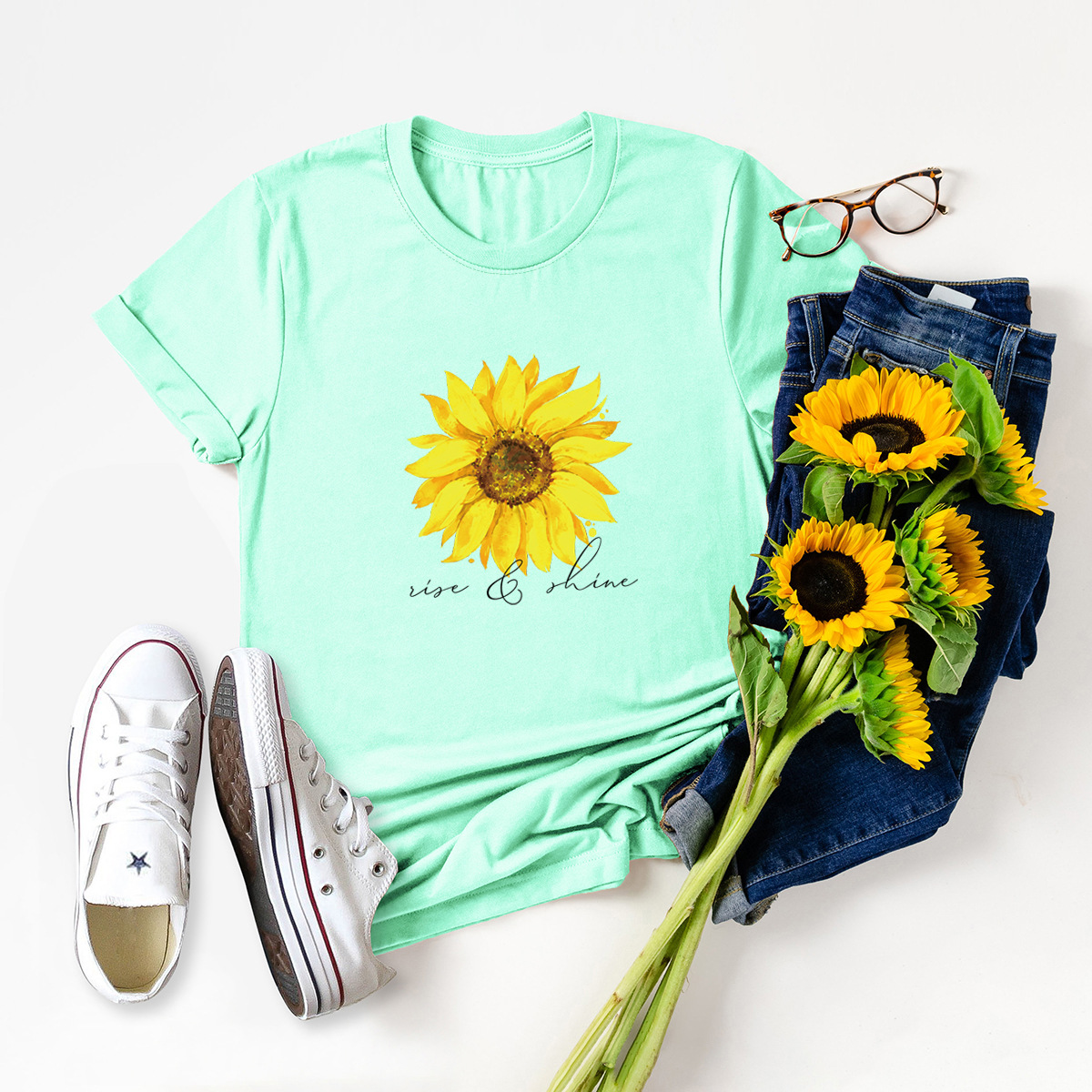 casual hot sunflower short-sleeved women's t-shirt NSSN1792