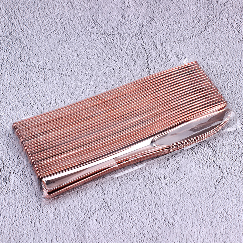 10 unids/pack en stock UV material cuchillo, tenedor y cuchara oro rosa desechable vajilla Banquete de cumpleaños
