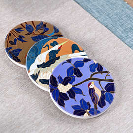 陶瓷隔热防烫吸水茶杯垫水杯垫创意软木印花耐高温餐桌垫支持图片