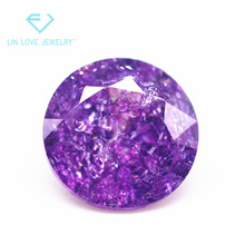 廠家直銷 高溫爆炸工藝圓形紫紅水晶鋯 人造彩寶鑽仿天然彩寶石